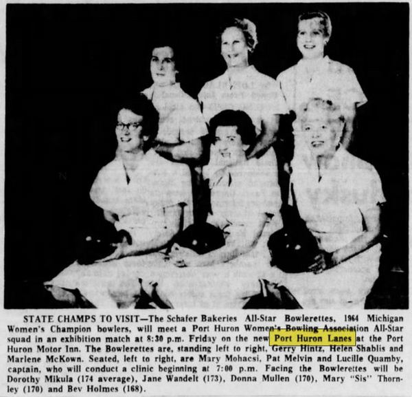 Port Huron Lanes - June 1964 Article (newer photo)